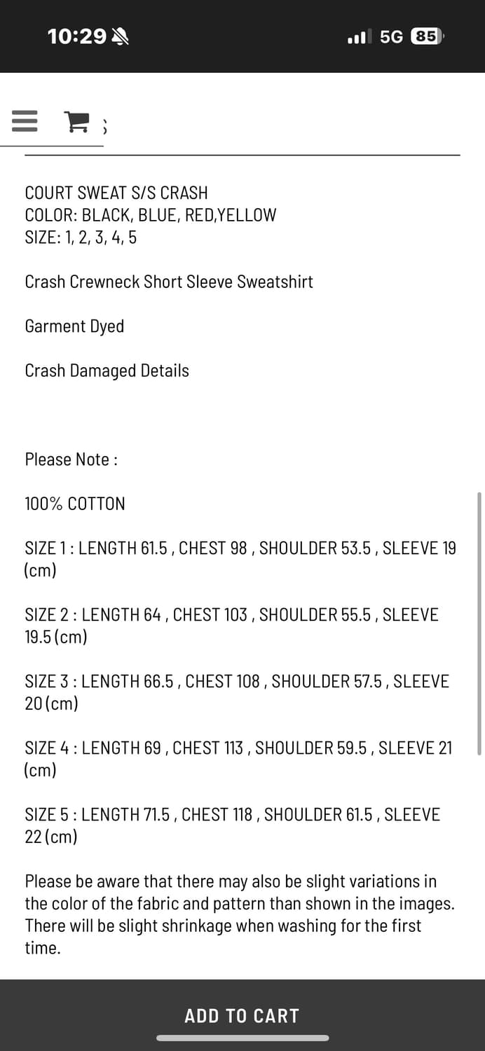 Visvim Court Sweat S/S Crash 23ss 판매 상품이미지5