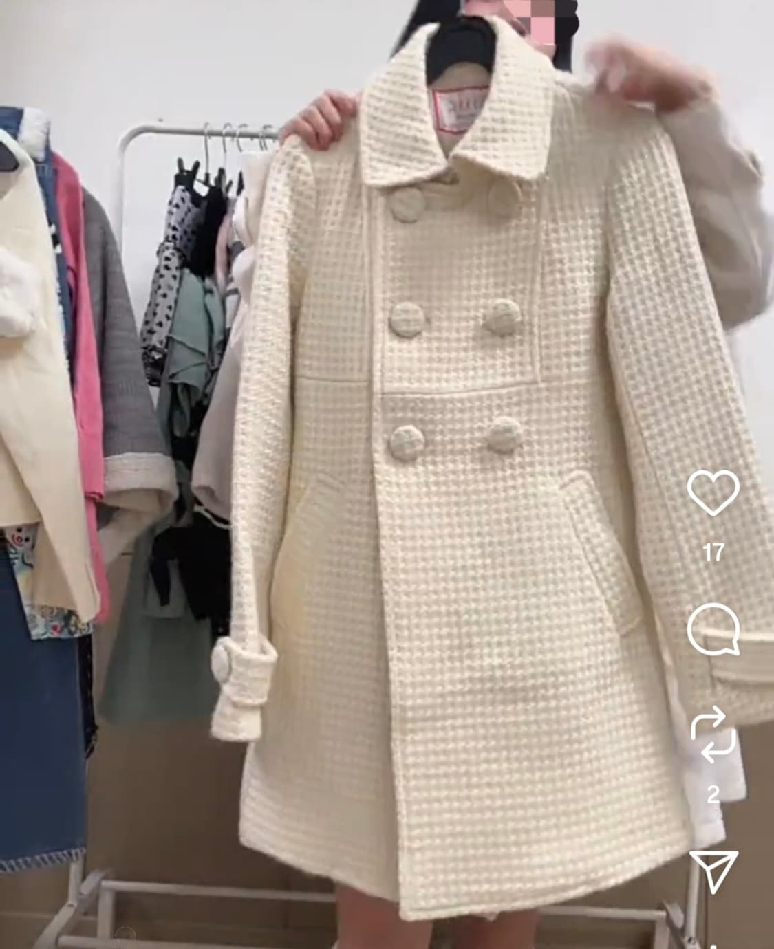 라떼갸루 아이보리 빈티지 와플 코트 상품이미지1