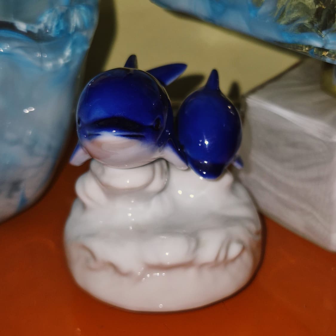 80s 카토 도자기 파도 고래 회전 오르골 상품이미지6