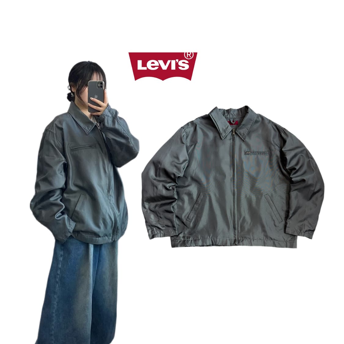 리바이스 유광 실버 워크 나일론 바람막이 자켓 상품이미지1