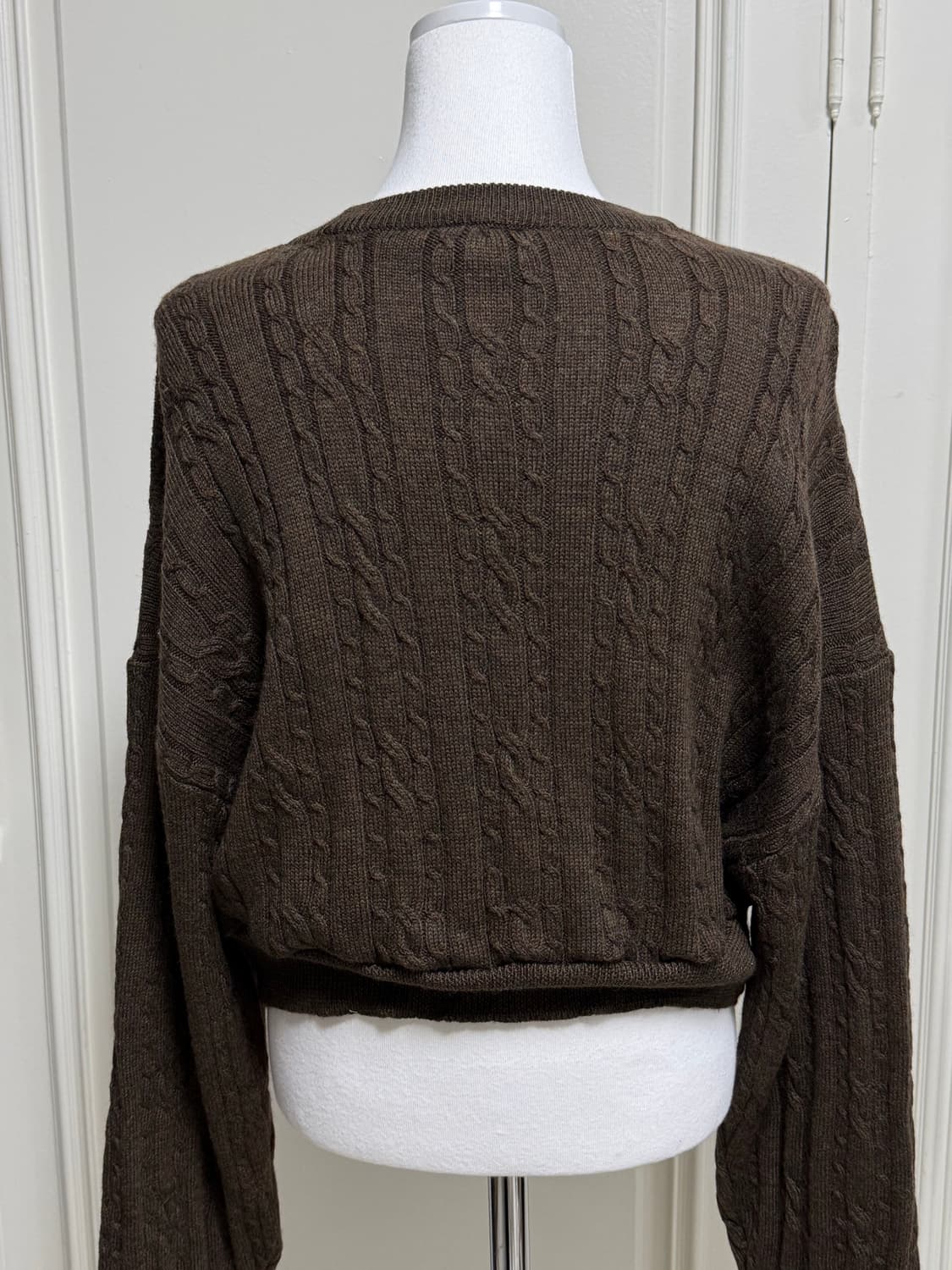 라코스테 카키브라운 크롭 니트 상품이미지3