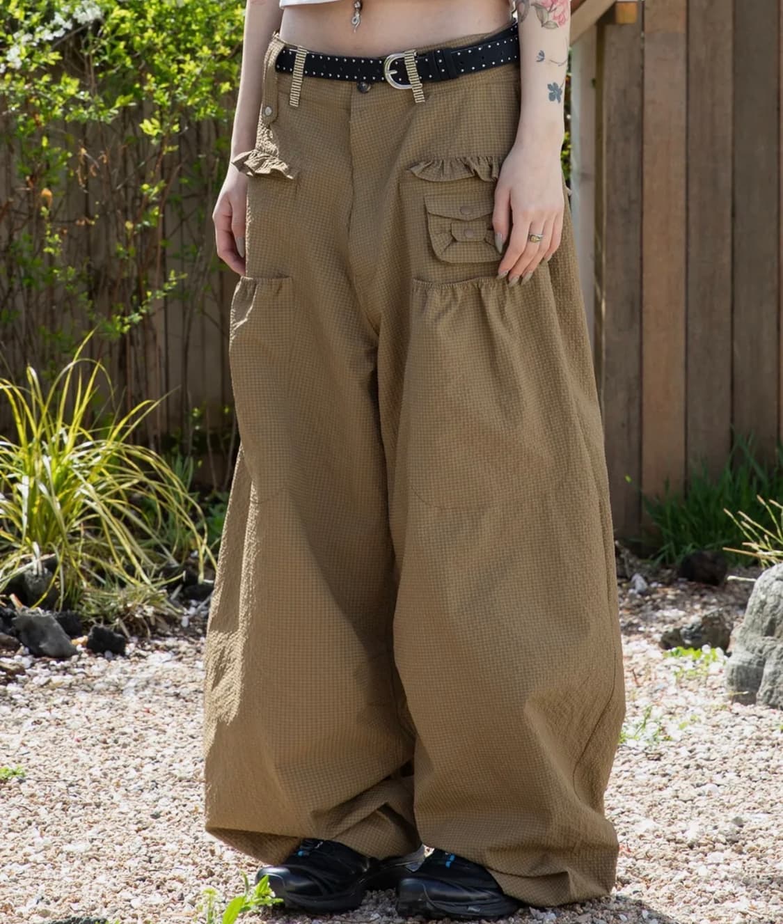 루나키후 사키 프릴 시어서커 와이드 팬츠 상품이미지1