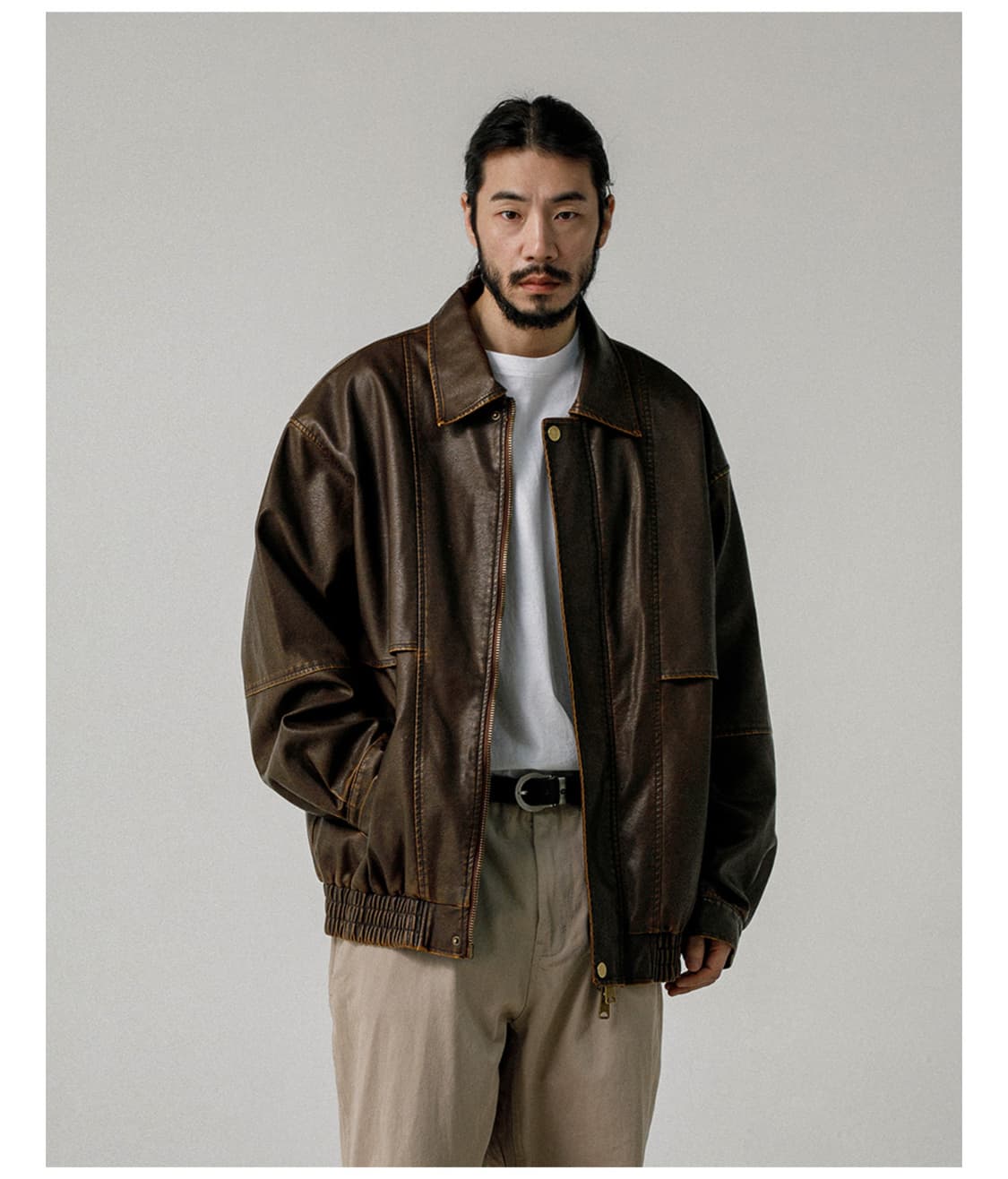 러기드하우스 빈티지 브라운 레더 자켓 상품이미지2