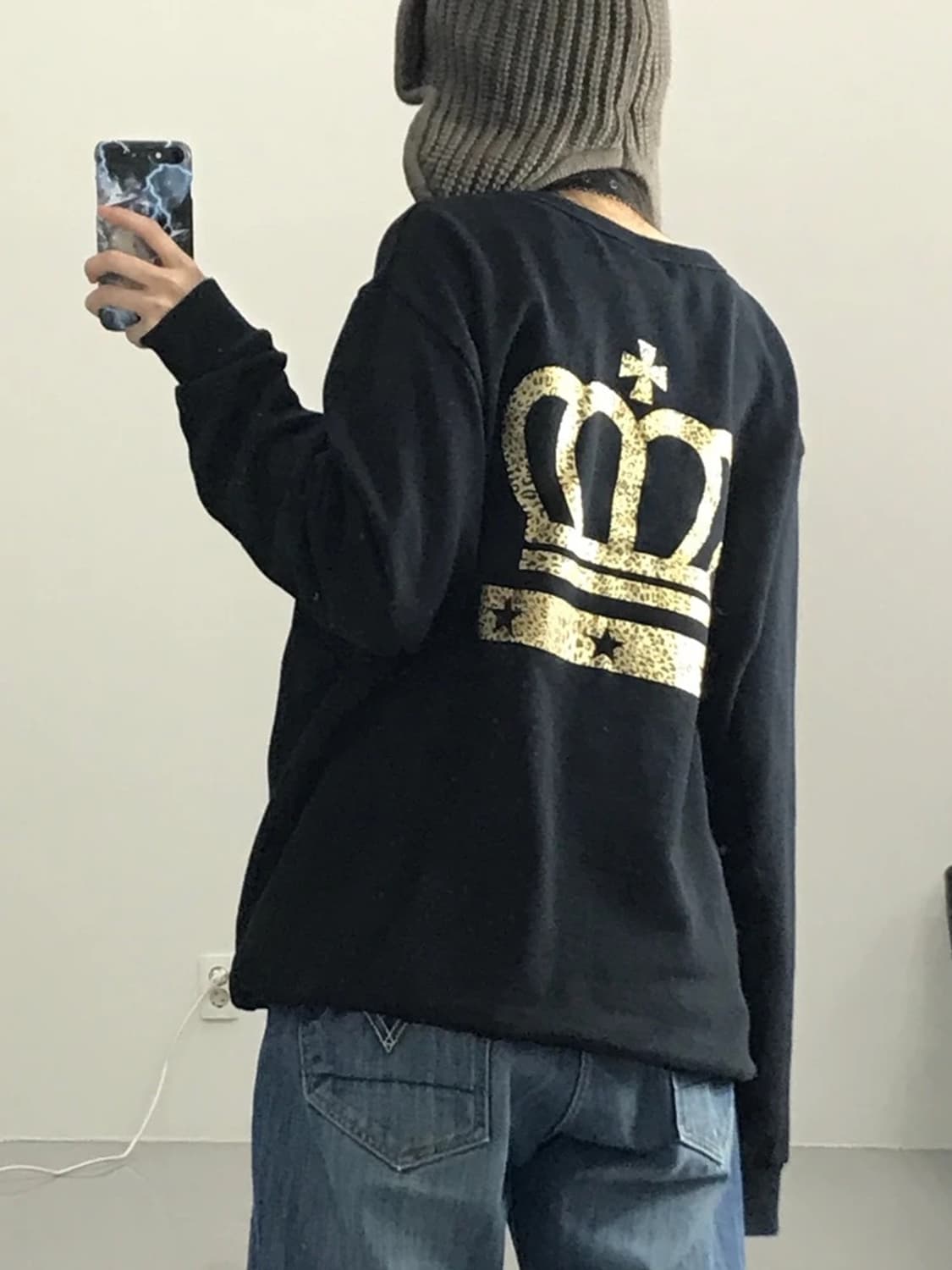 베이비돌 블랙 프린팅 맨투맨 상품이미지2