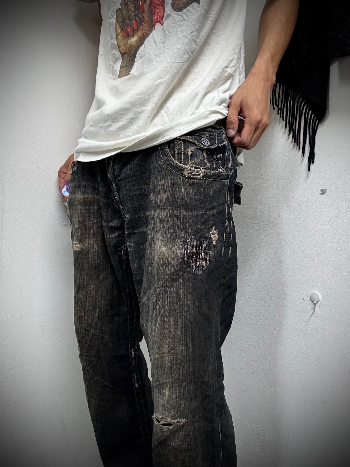 “Vintage” Grunge Washed Black Pants 상품이미지2