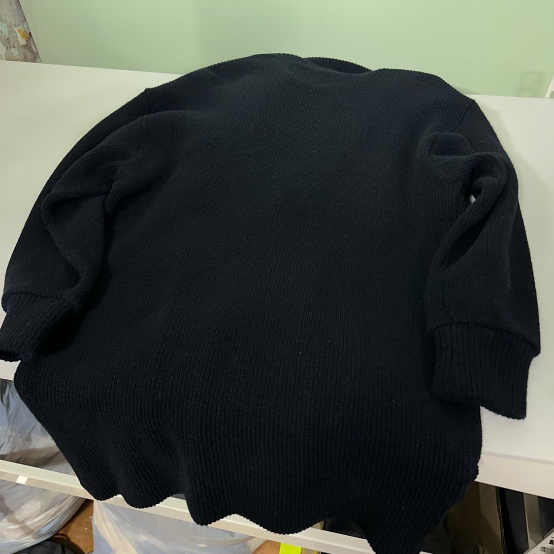 M ZUCCA 주카 다크네이비 루즈핏 rectangle카라 울 가디건 상품이미지5