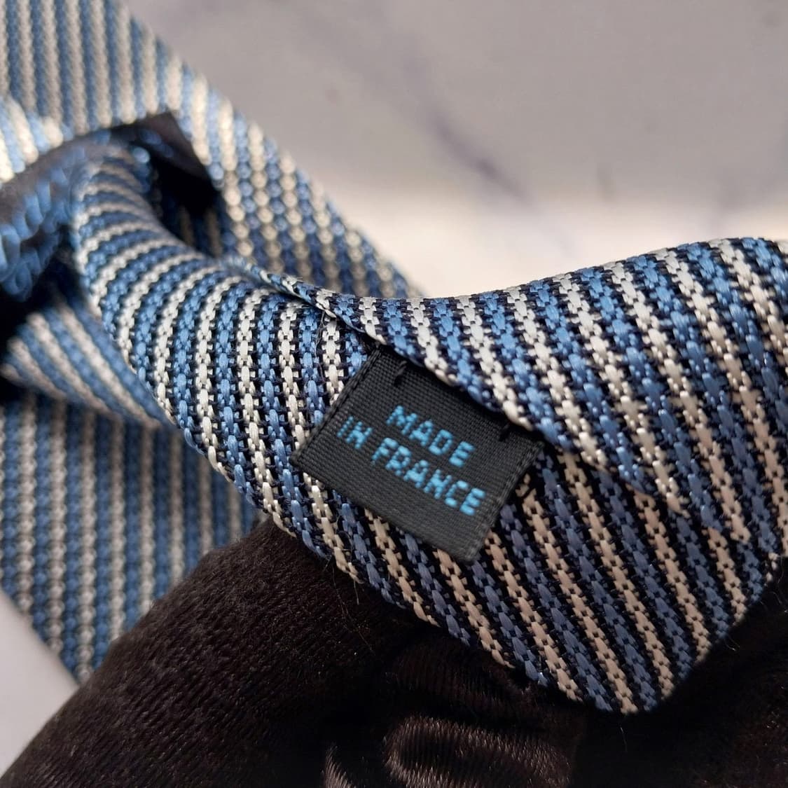 샤르베 실크 블루 스트라이프 넥타이 8.9cm A+등급 K2213 상품이미지10