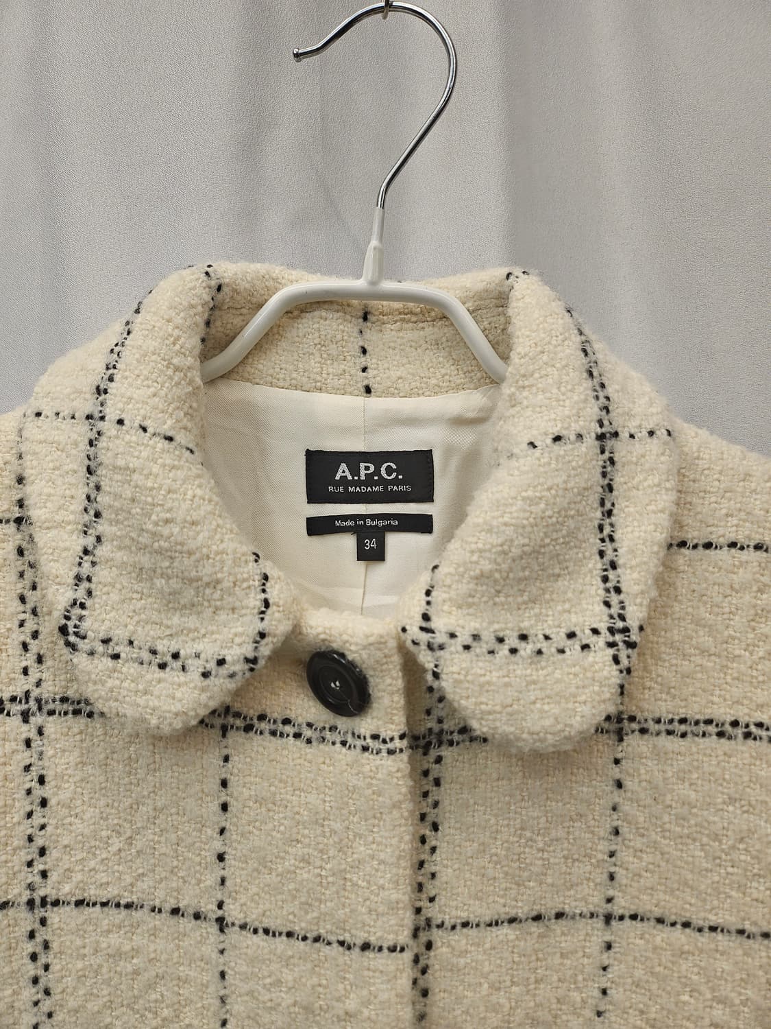 A.P.C. 체크 패턴 아이보리 코트 34 상품이미지3