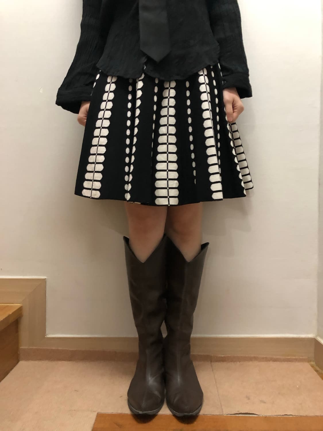 빈티지 블랙 앤 화이트 미니 스커트 상품이미지6