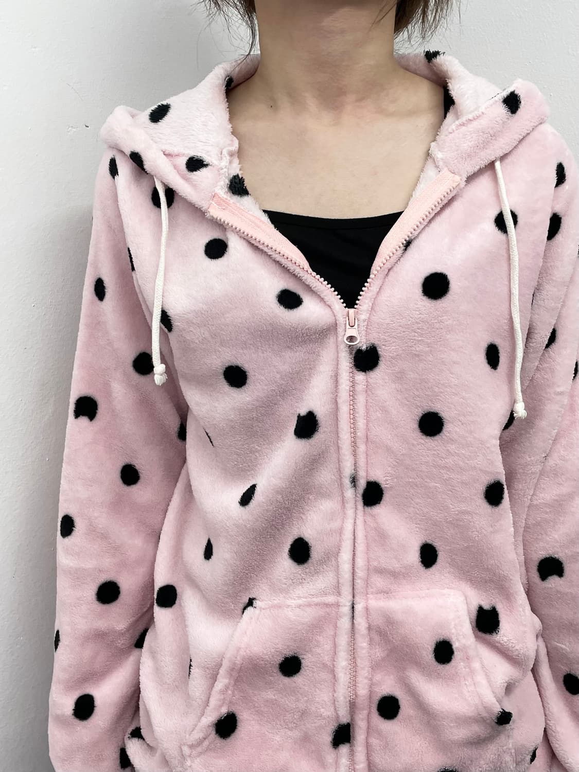 로맨틱갸루 핑크 도트 네코 플리스 후집 상품이미지5