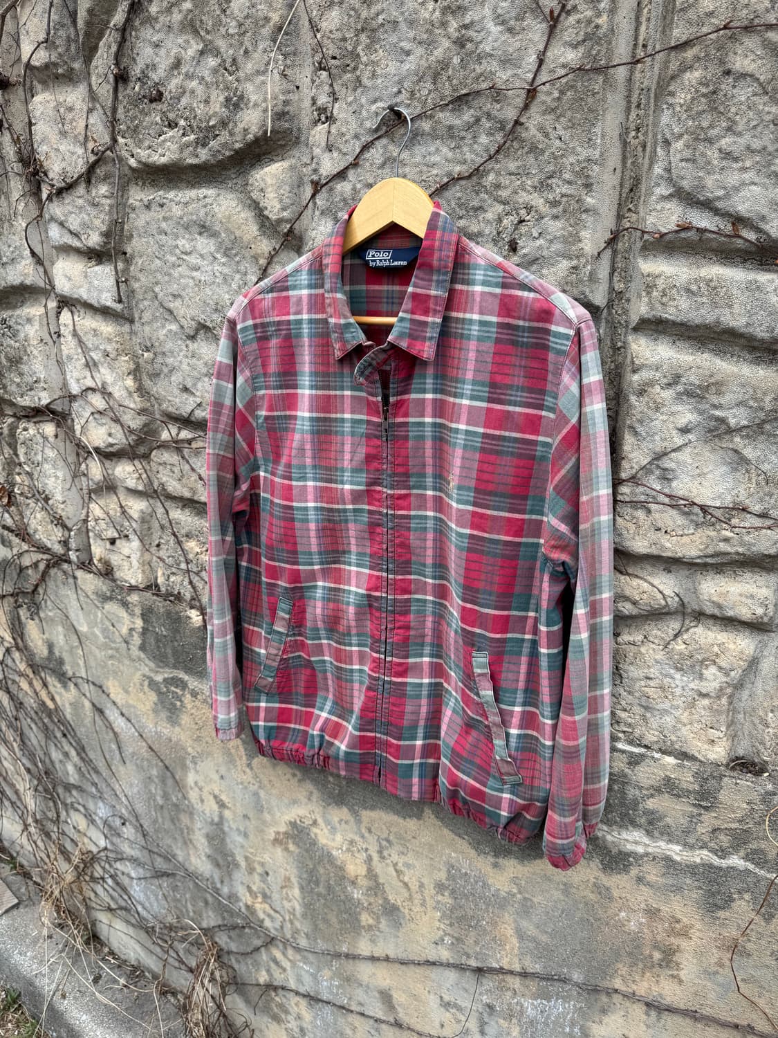 80~90s 폴로 랄프로렌 빈티지 페이딩 핑크 체크 스윙톱 자켓 상품이미지3