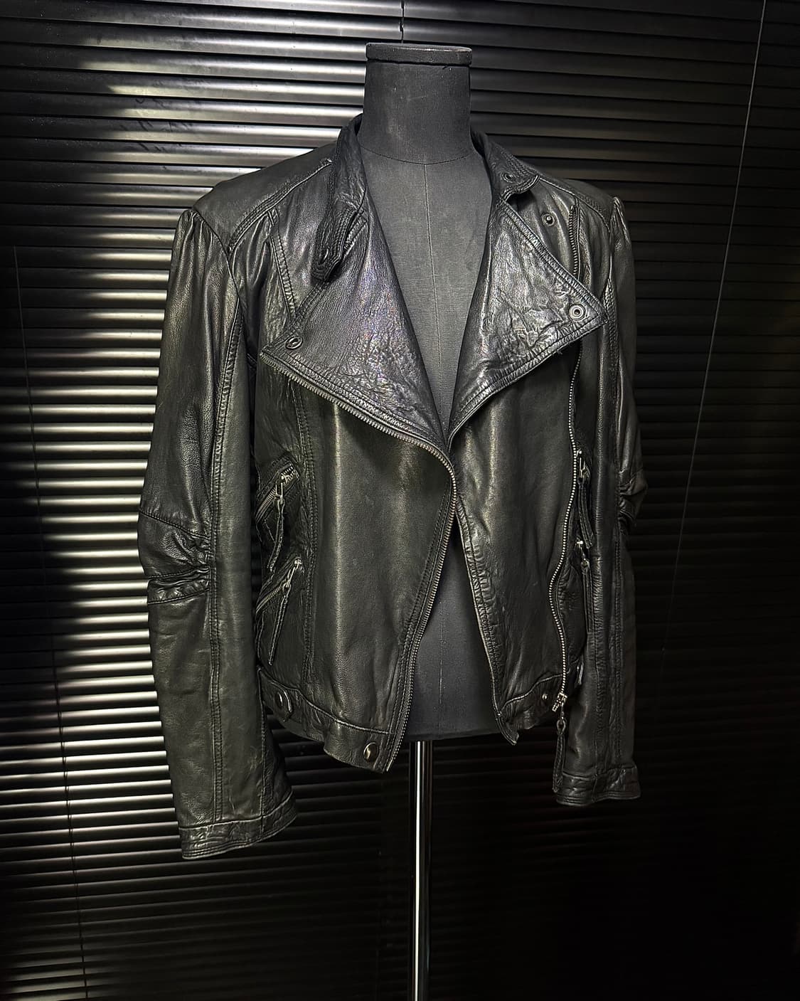 자라 우먼 양가죽 레더 바이커 라이더 자켓 지퍼 하이넥 락시크 펑크 갸루 상품이미지1