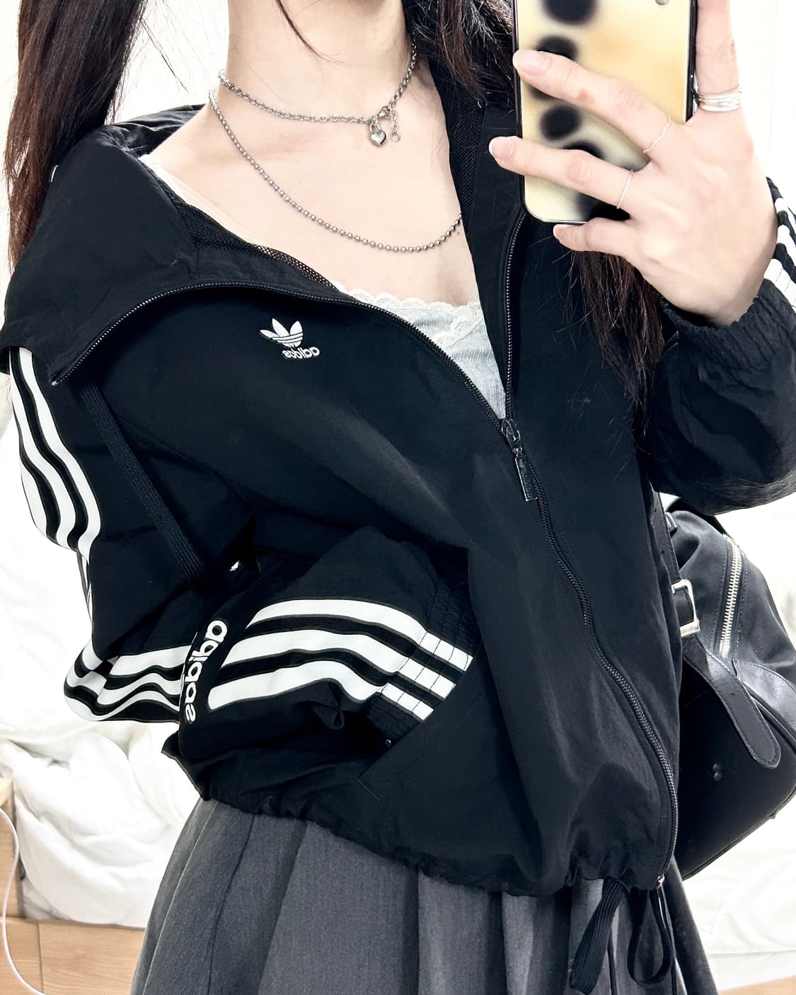 아디다스 블랙 삼선 나일론자켓 상품이미지5