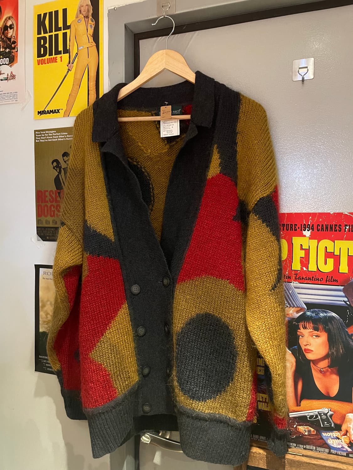 vintage harve benard 모헤어 니트 컬러블록 가디건 상품이미지1