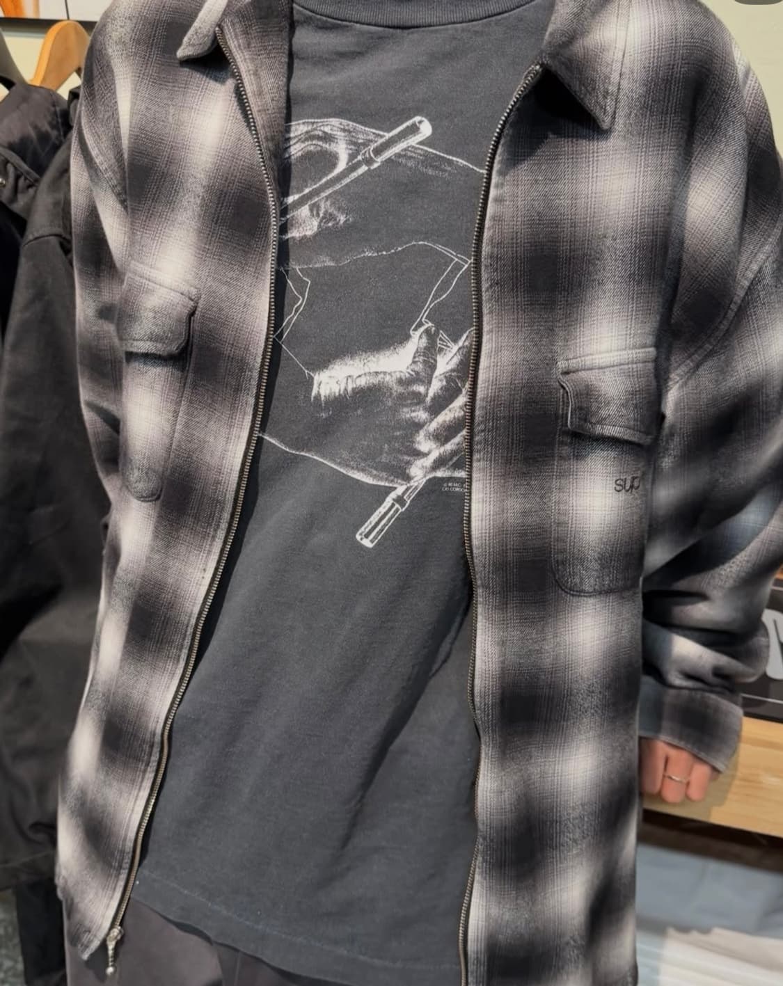 supreme flannel zip up shirt 슈프림 플란넬셔츠 m 상품이미지3