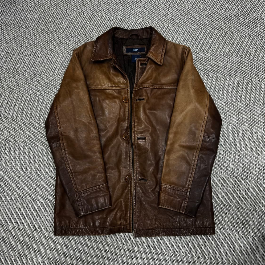 [S]올드 갭 레더 빈티지 카 코트 브라운 상품이미지1