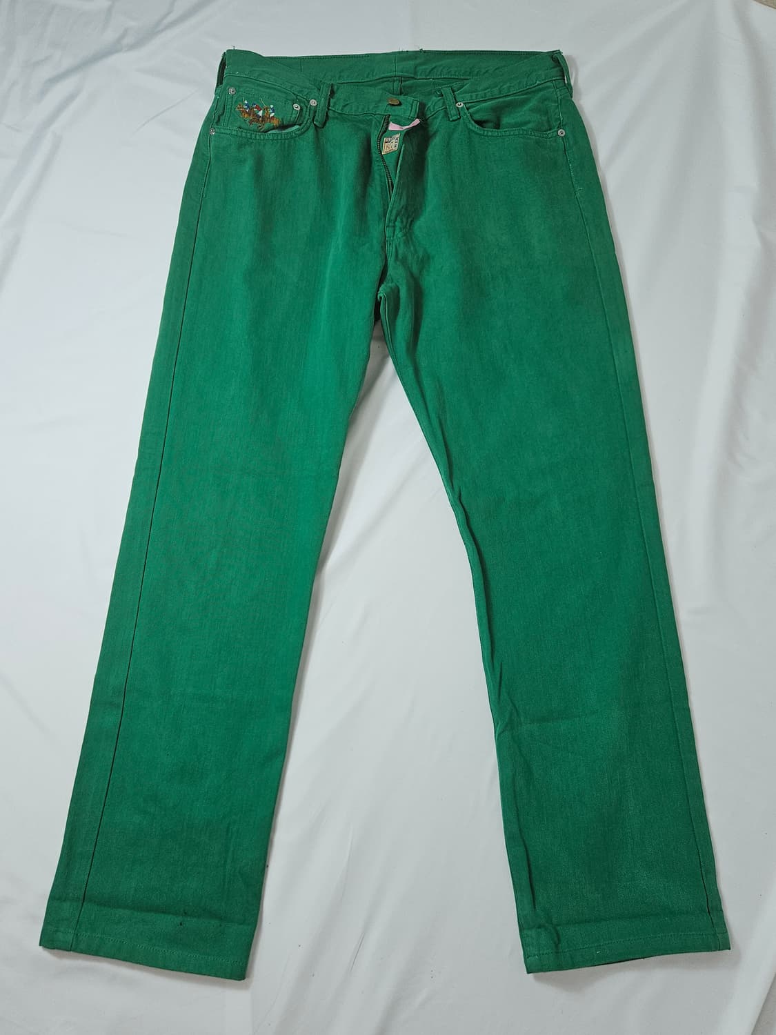 00s 폴로 랄프로렌 USA 그린진 데님 코튼팬츠 켄터키더비 빈티지 희귀 상품이미지5