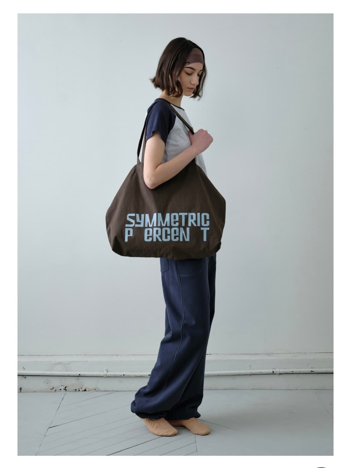 시메트릭 퍼센트 Color Logo Cotton Bag / Brown 상품이미지3