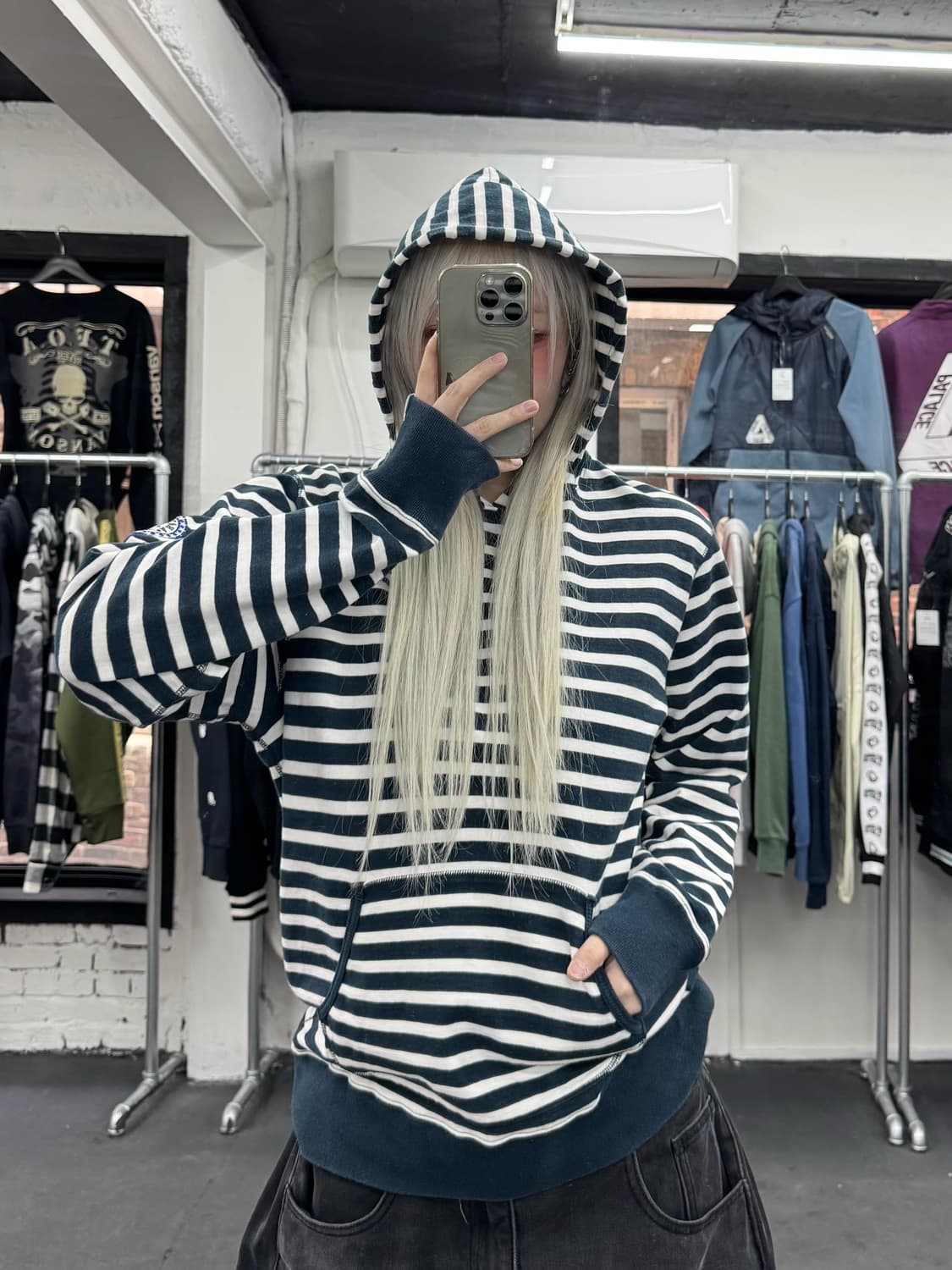 베이프 스트라이프 패턴 후디 상품이미지1