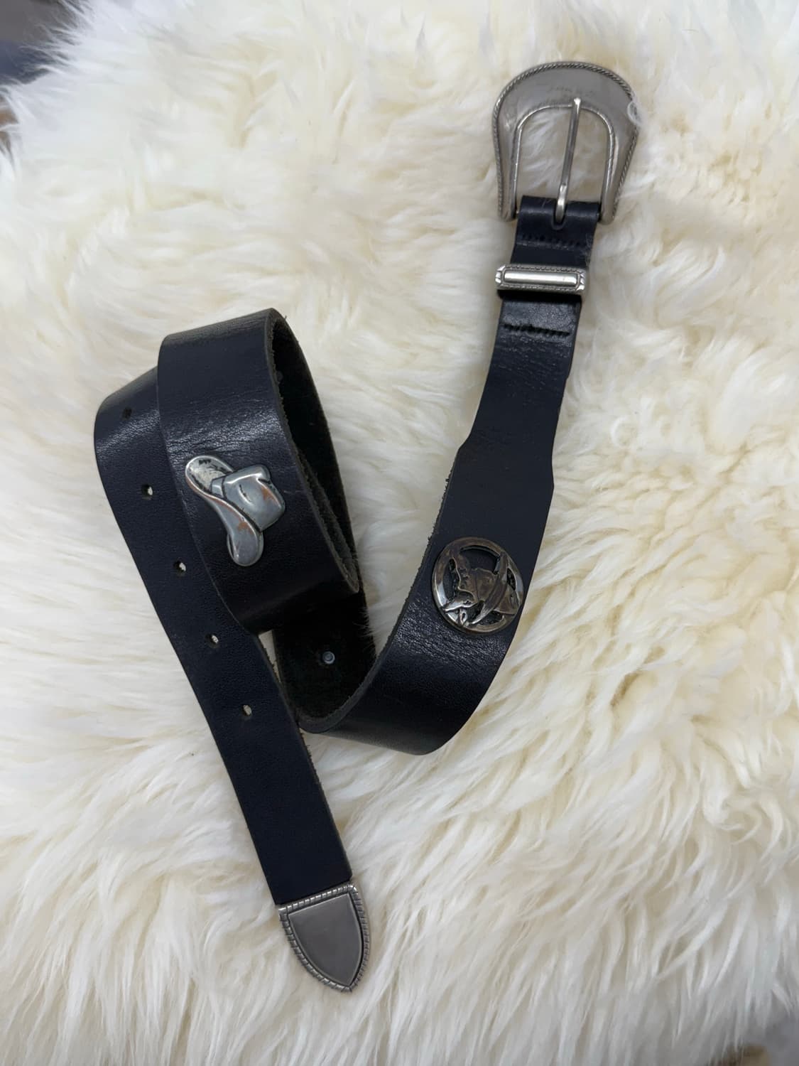 리얼레더 웨스턴 스터드 버클 벨트 상품이미지1