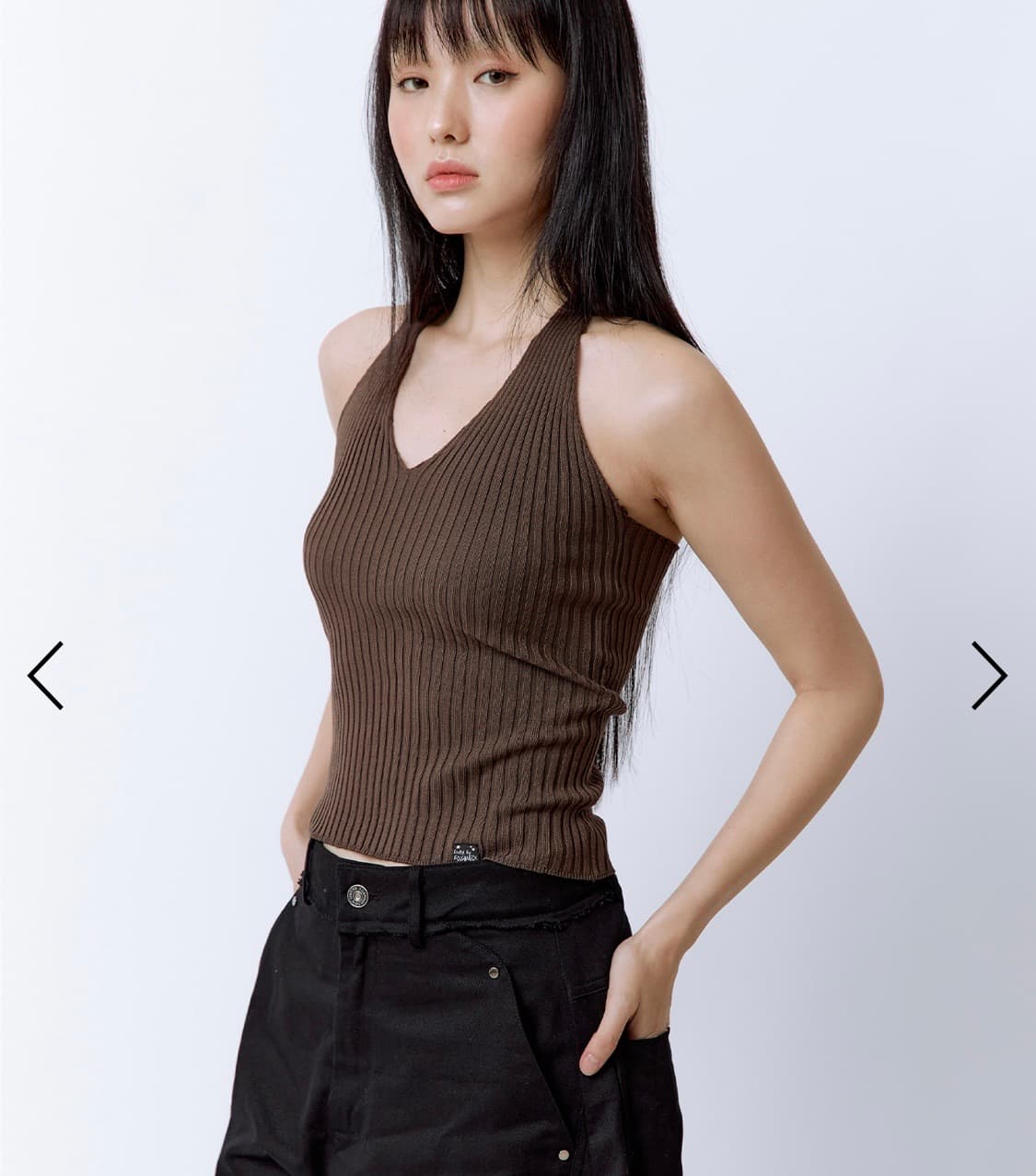 러프넥 Basic Halter Knit Top_Brown 상품이미지4