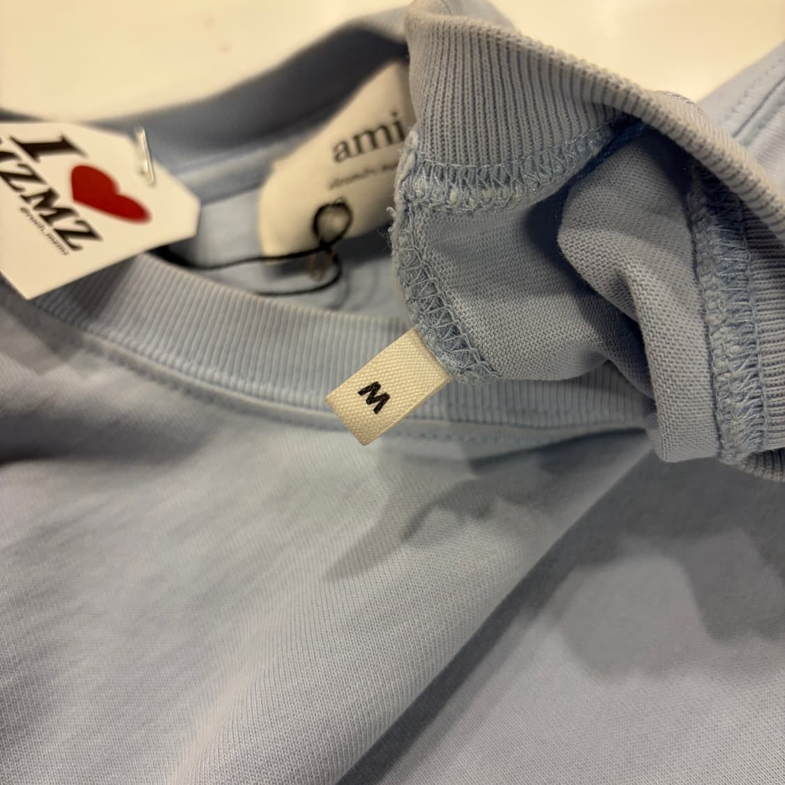 [M] 아미 스몰 하트 반팔티 스카이 블루 B870 상품이미지6