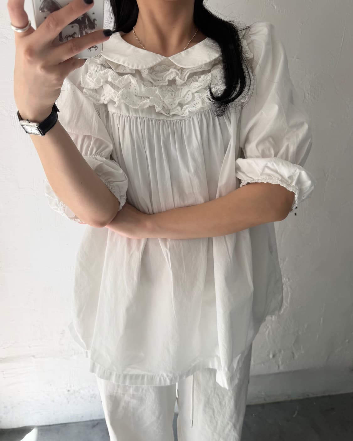 꼼데가르송 걸 화이트 레이스 자수 셔츠 상품이미지3