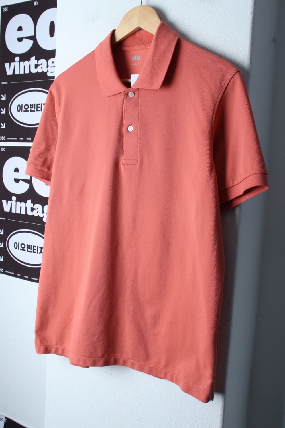 (L-XL) 유니클로 반팔 카라 티셔츠 핑크 무지 놈코어-H32602 상품이미지1