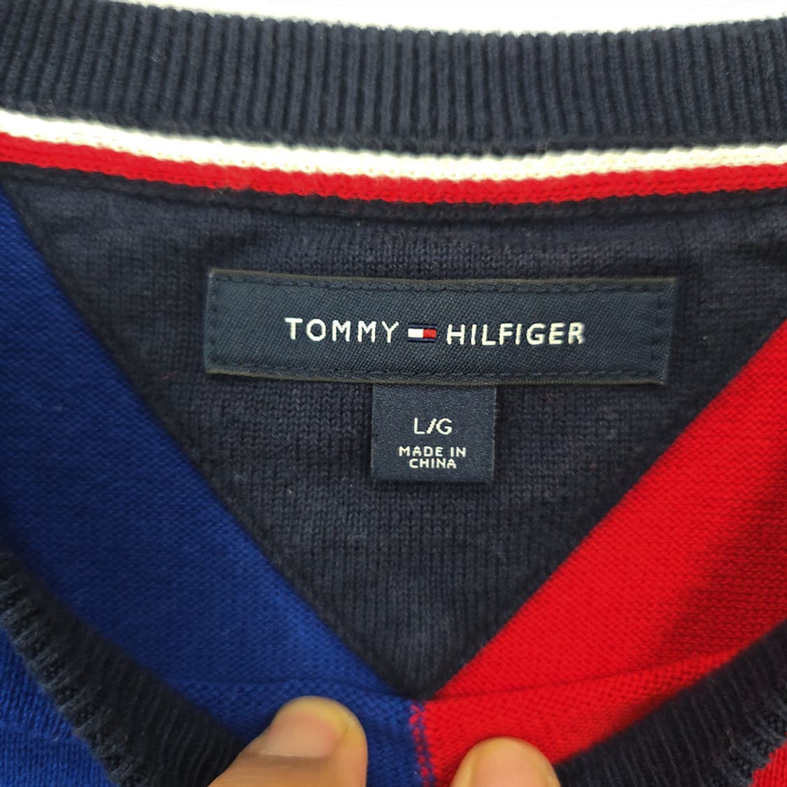남성 타미힐피거 Tommy Hilfiger 컬러블럭 니트 스웨터 L 상품이미지6