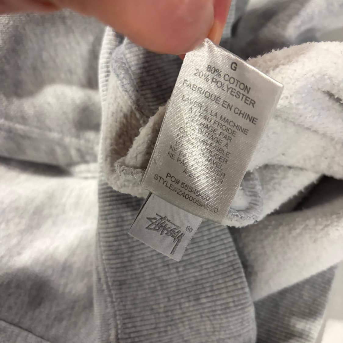 [L] 스투시 다이스 백 프린트 후드티 회색 C519 상품이미지9