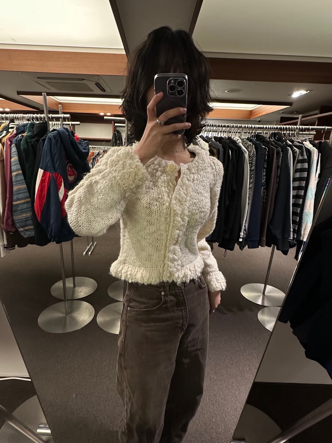 OS)Terrasse Dufferin 빈티지 여성 베이지 니트 가디건 상품이미지1