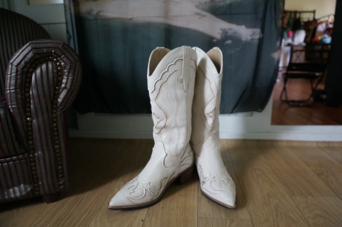 White Leather Western Boots 상품이미지7