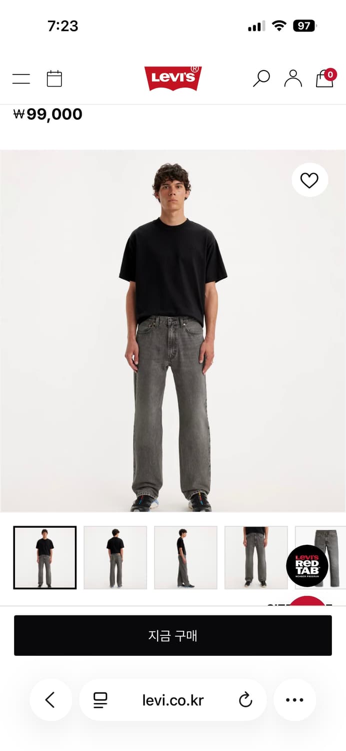 리바이스 565 97 그레이 32x32 새상품 상품이미지4