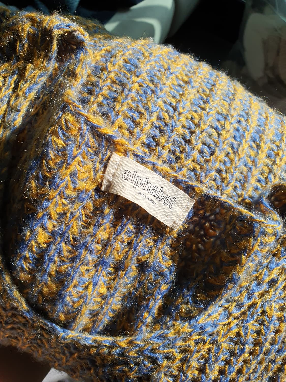 [빈티지] 오버핏 니트 스웨터 옐로우/블루 상품이미지7