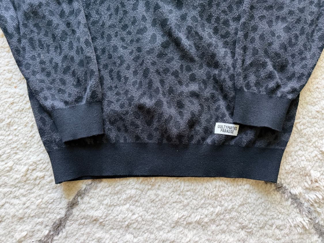 [M]와코마리아 레오파드 니트 자카드 폴로 셔츠 차콜 상품이미지6