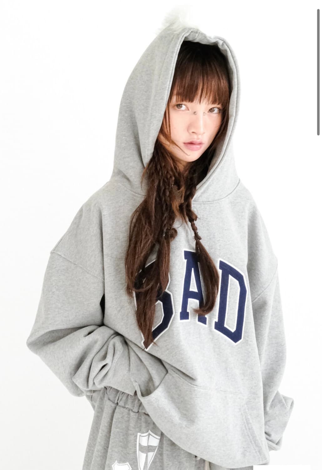 샵페어리 후드티 BAD trim hoodie (melange grey) 상품이미지1