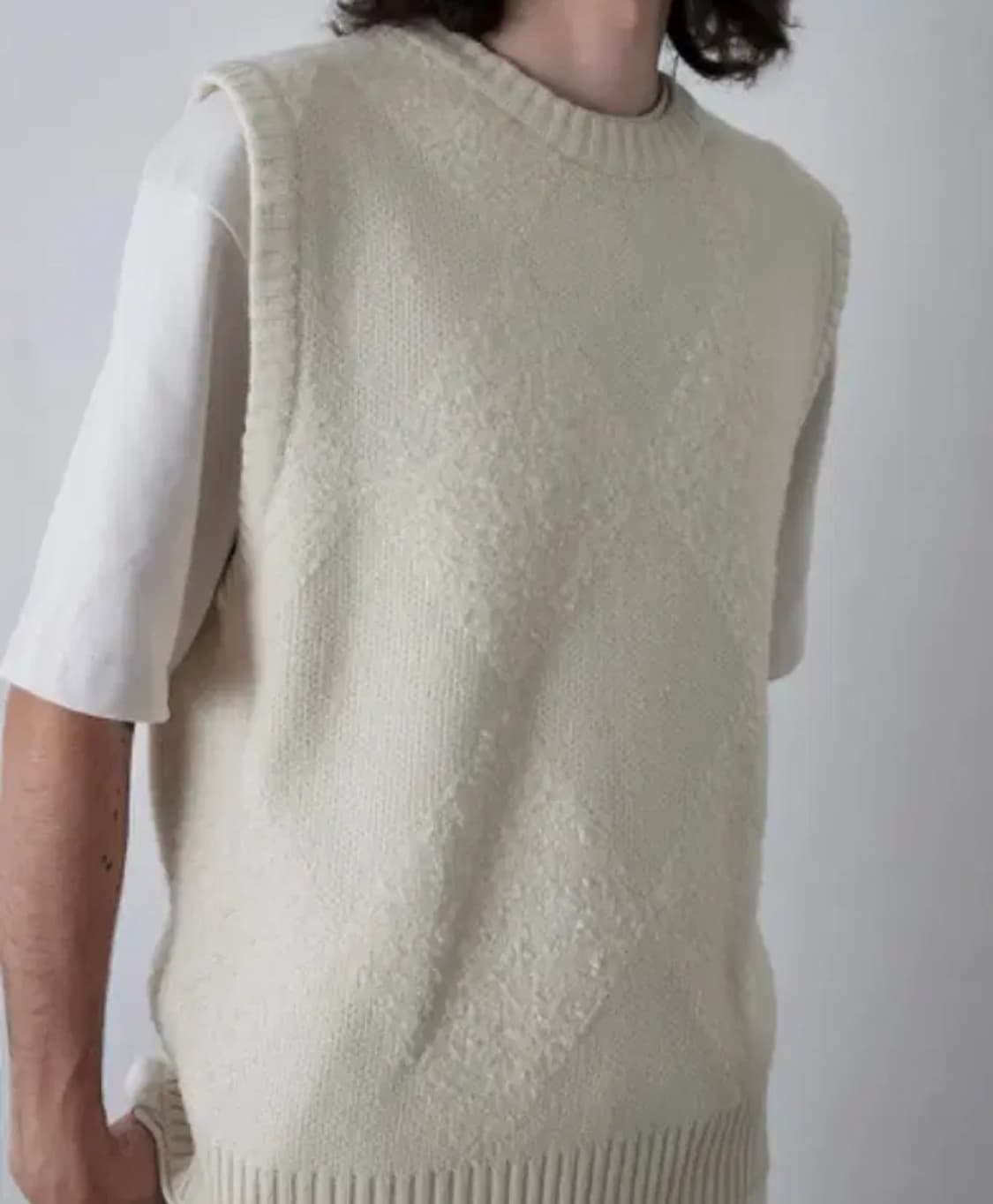 니틀리 아가일 니트베스트 크림 상품이미지2