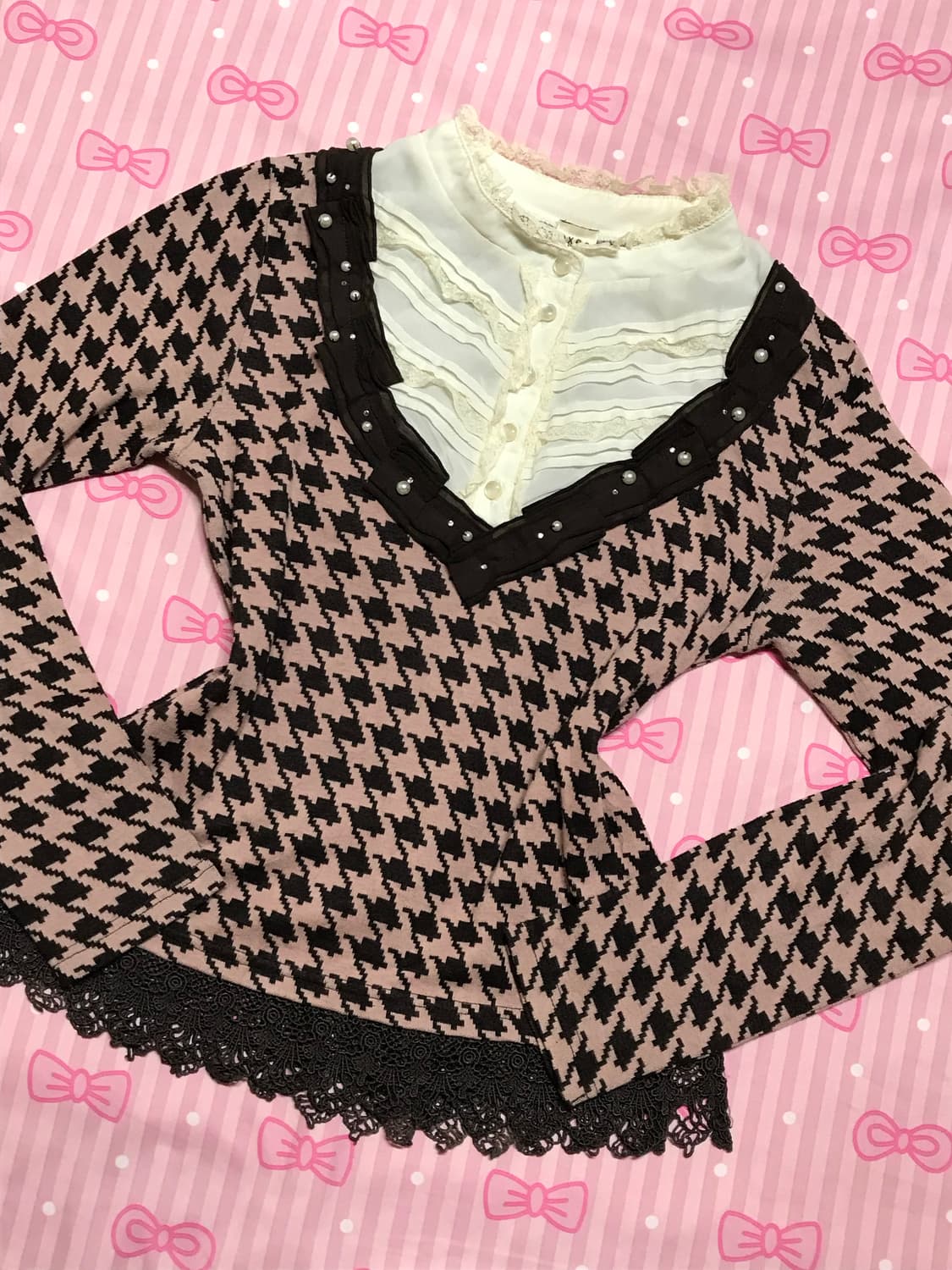 엑시즈팜 라떼맛 레이어드 블라우스 상품이미지3