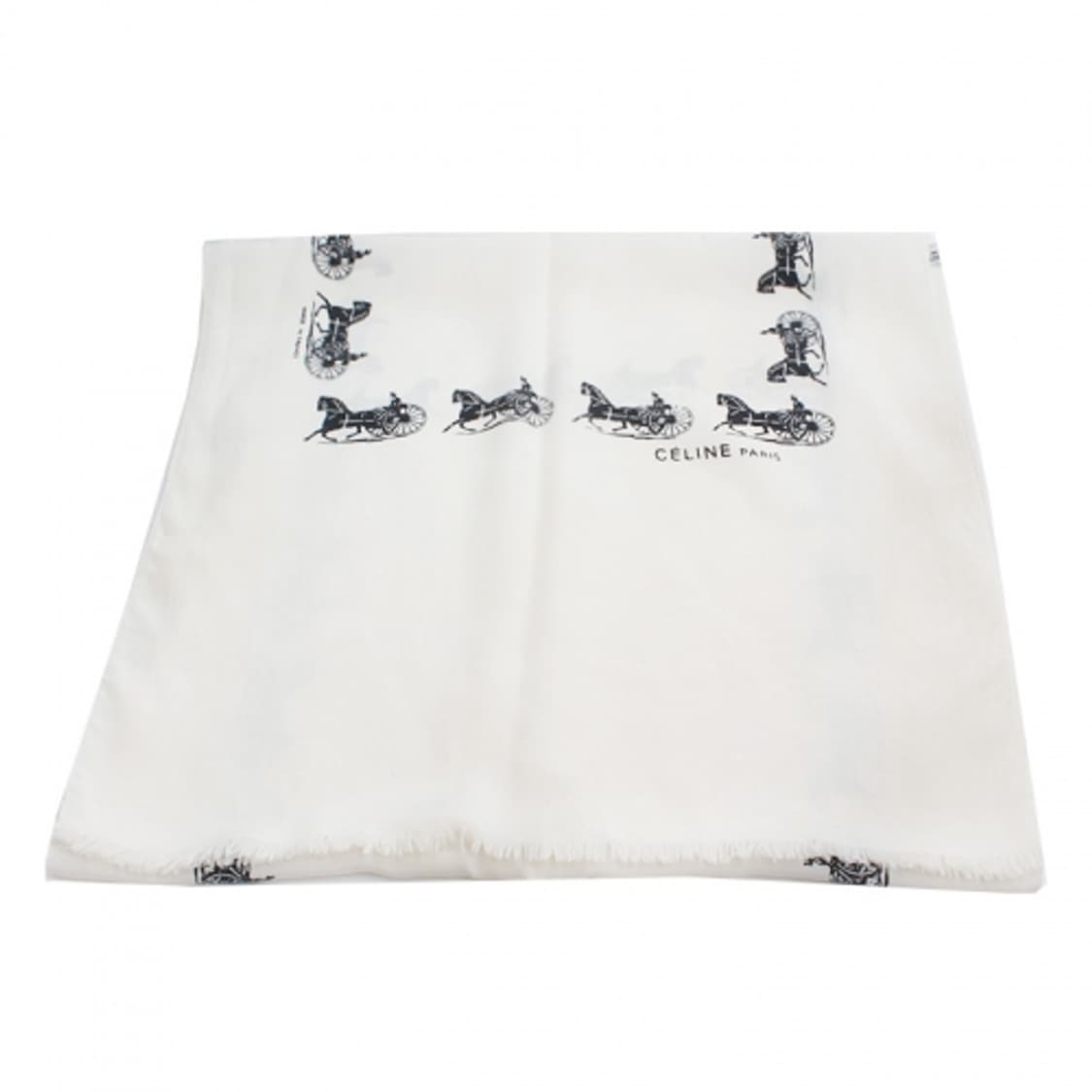 셀린느 마차 아이보리 실크 롱스카프 상품이미지3