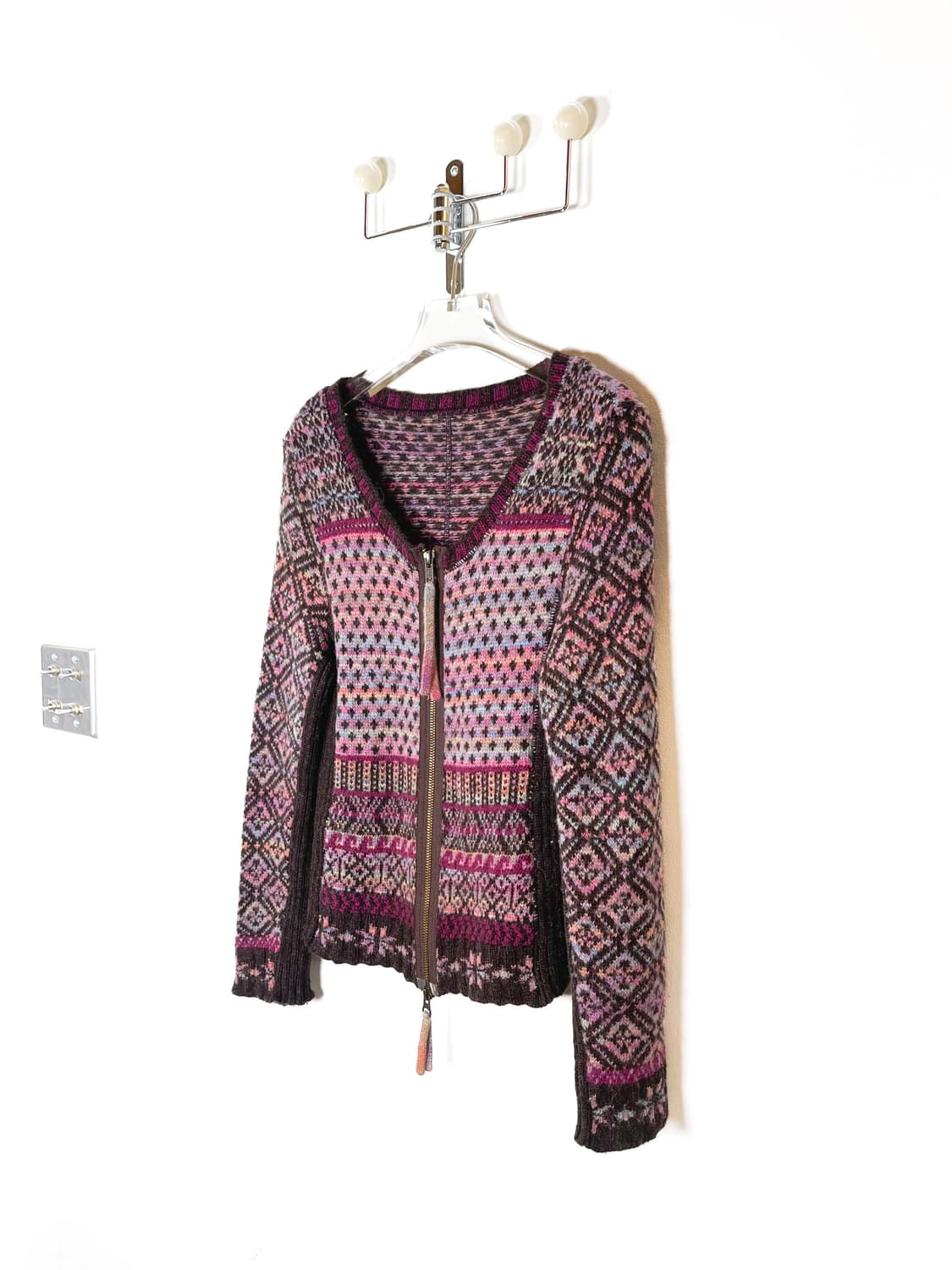 빈티지 울 알파카 실크 블렌드 니트 집업 상품이미지1