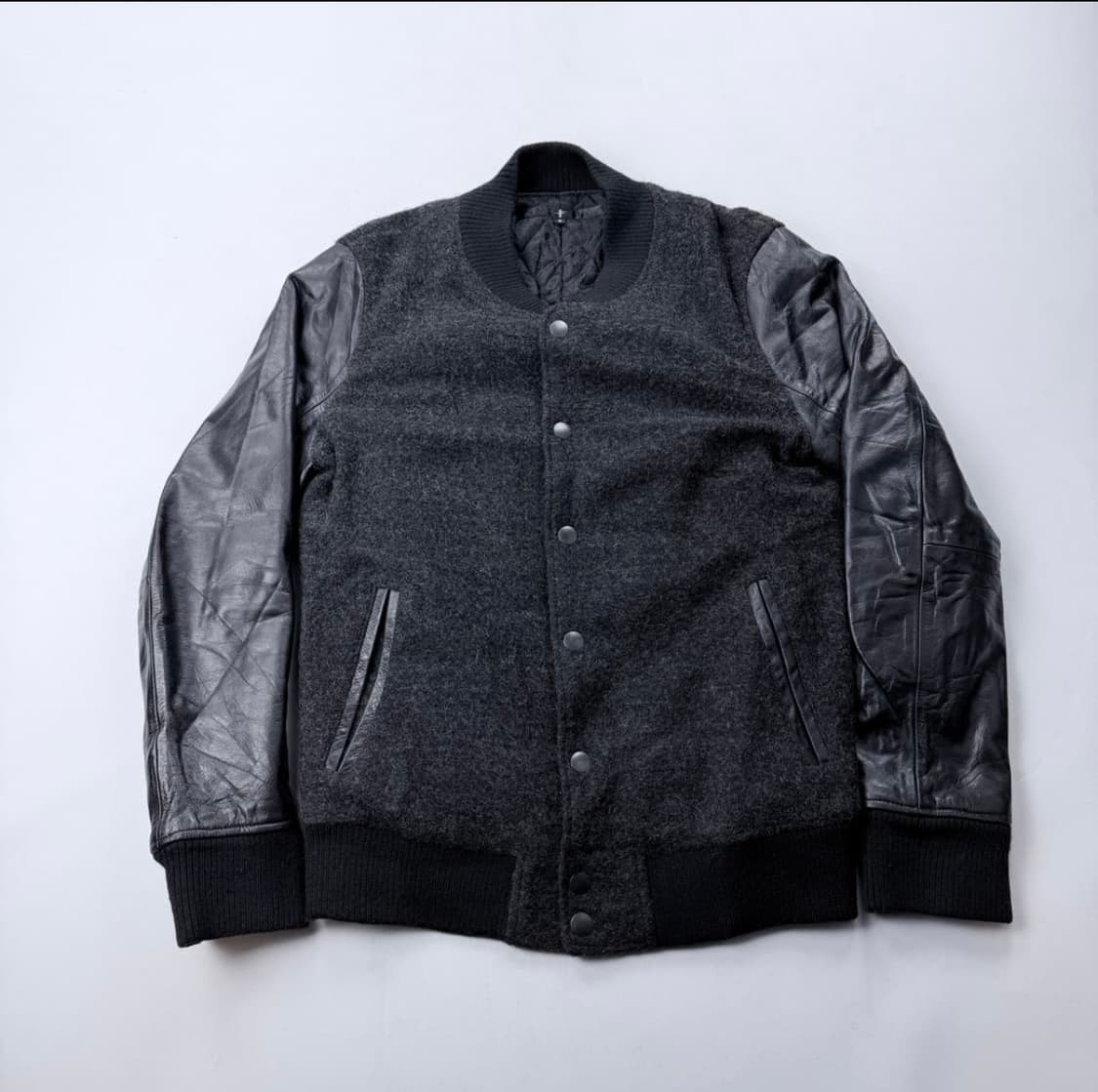 Nold 노아이디 리얼레더 울 바시티자켓 상품이미지1