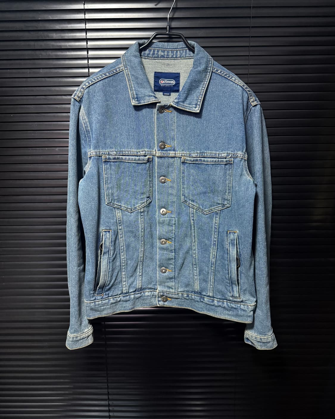아웃도어 프로덕트 데님 트러커 워크 청 자켓 지퍼 프린팅 m 95 워싱  상품이미지4