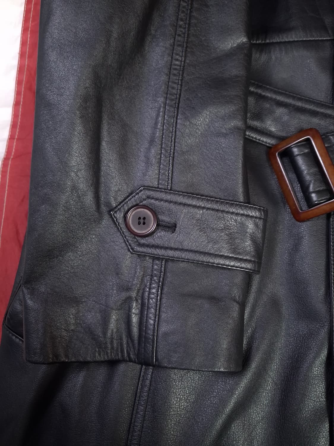 새제품급 90's 국내산 리얼레더 싱글 트렌치코트 상품이미지3