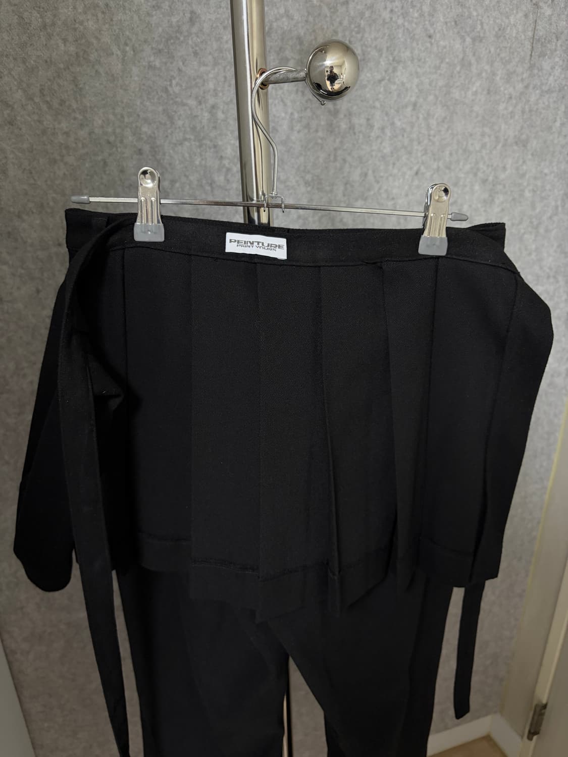 페인츄얼 플리티드 스커트 레이어드 팬츠 블랙 S 상품이미지10