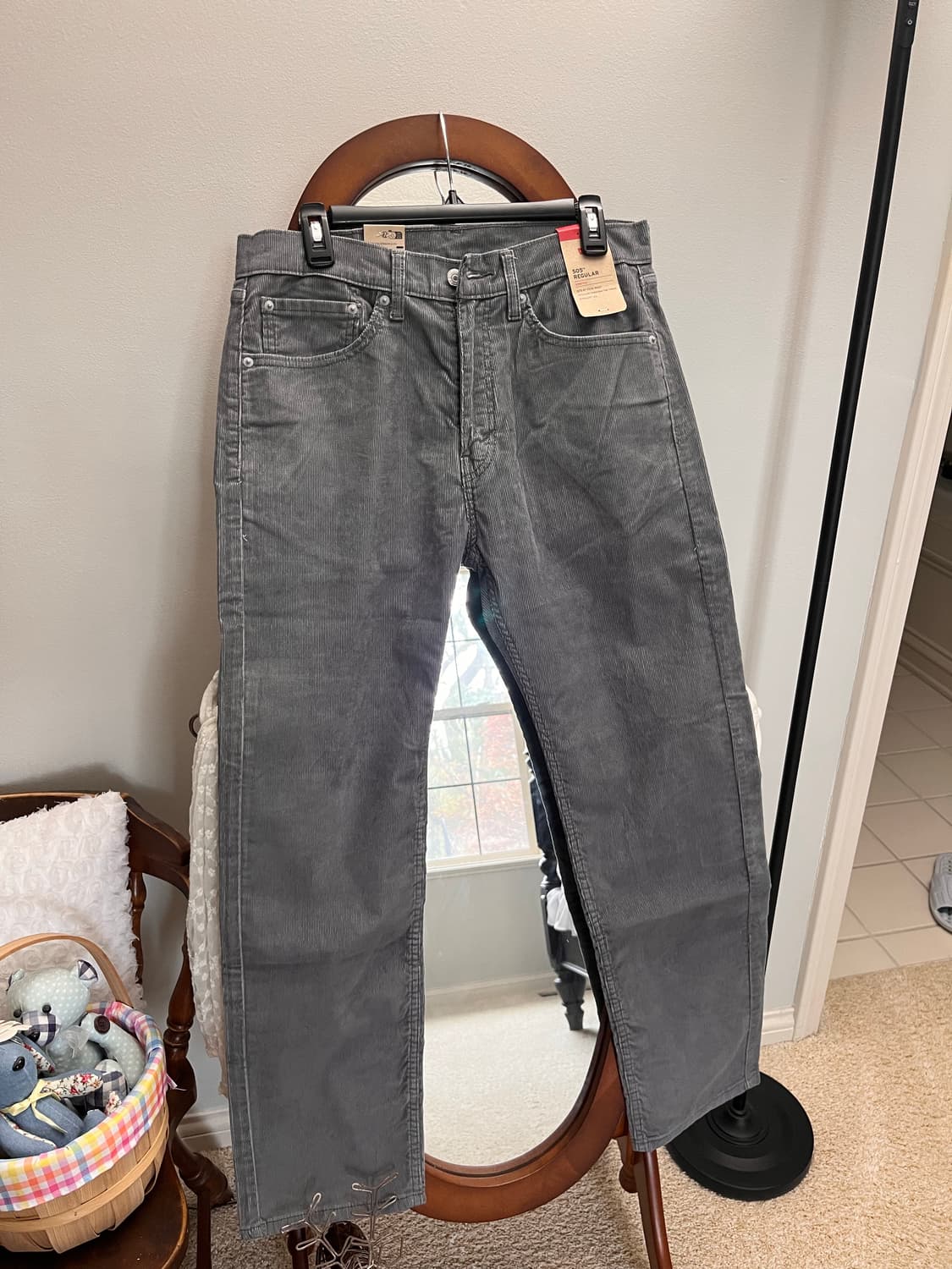 [새상품/32x30] 리바이스 505 레귤러 핏 코듀로이 팬츠 그레이 상품이미지1