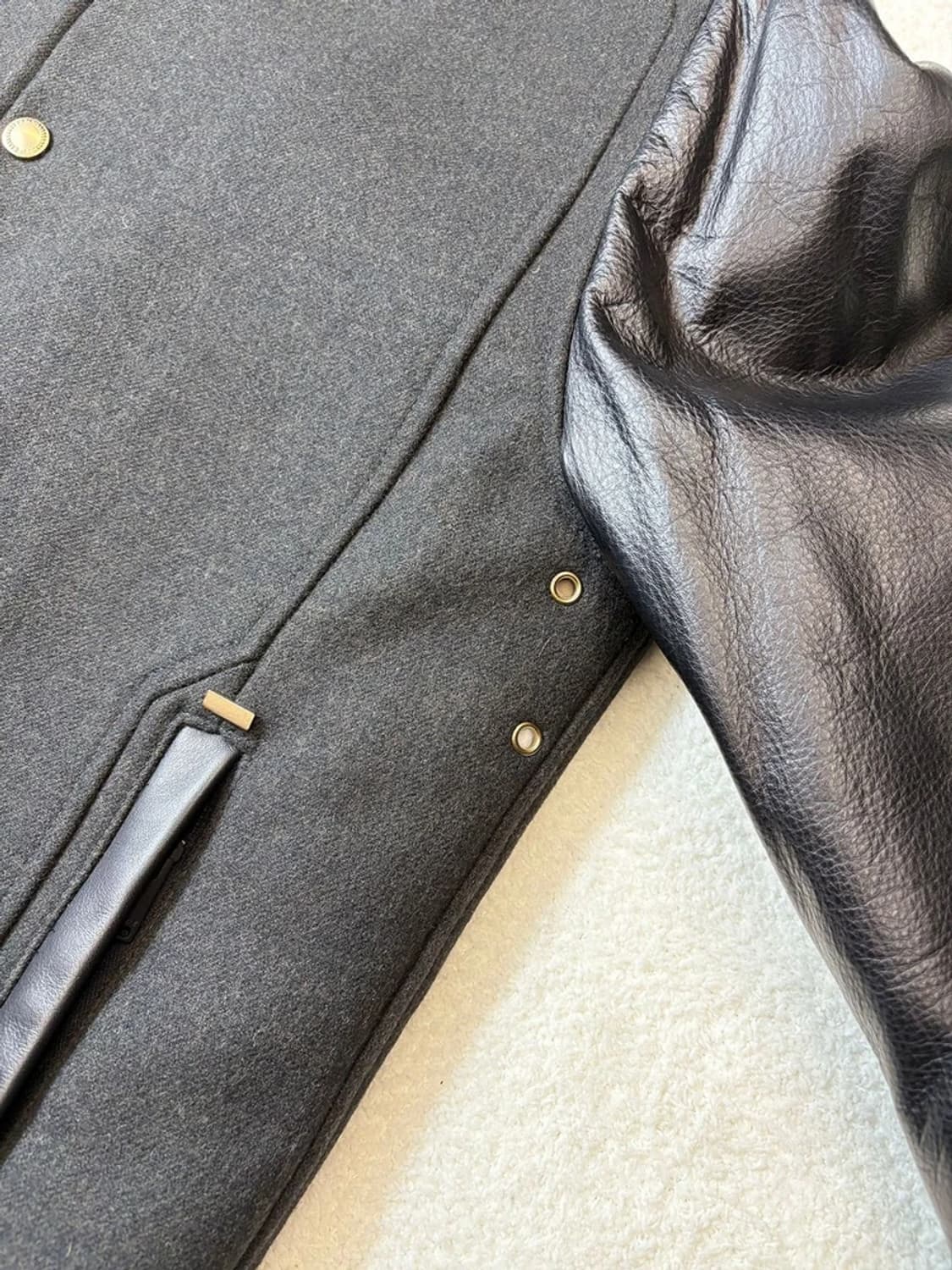 타임옴므 12FW 소가죽 배색 울 바시티 자켓 PN6056 상품이미지6