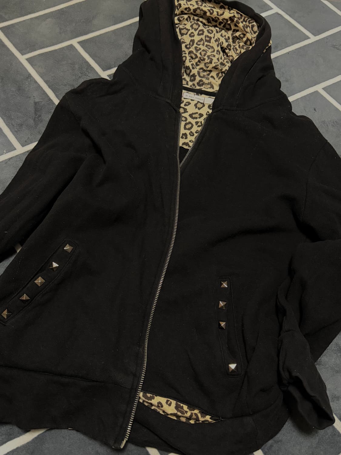 shop502 샵오공이 레오파드 호피 스터드 후드집업 상품이미지1