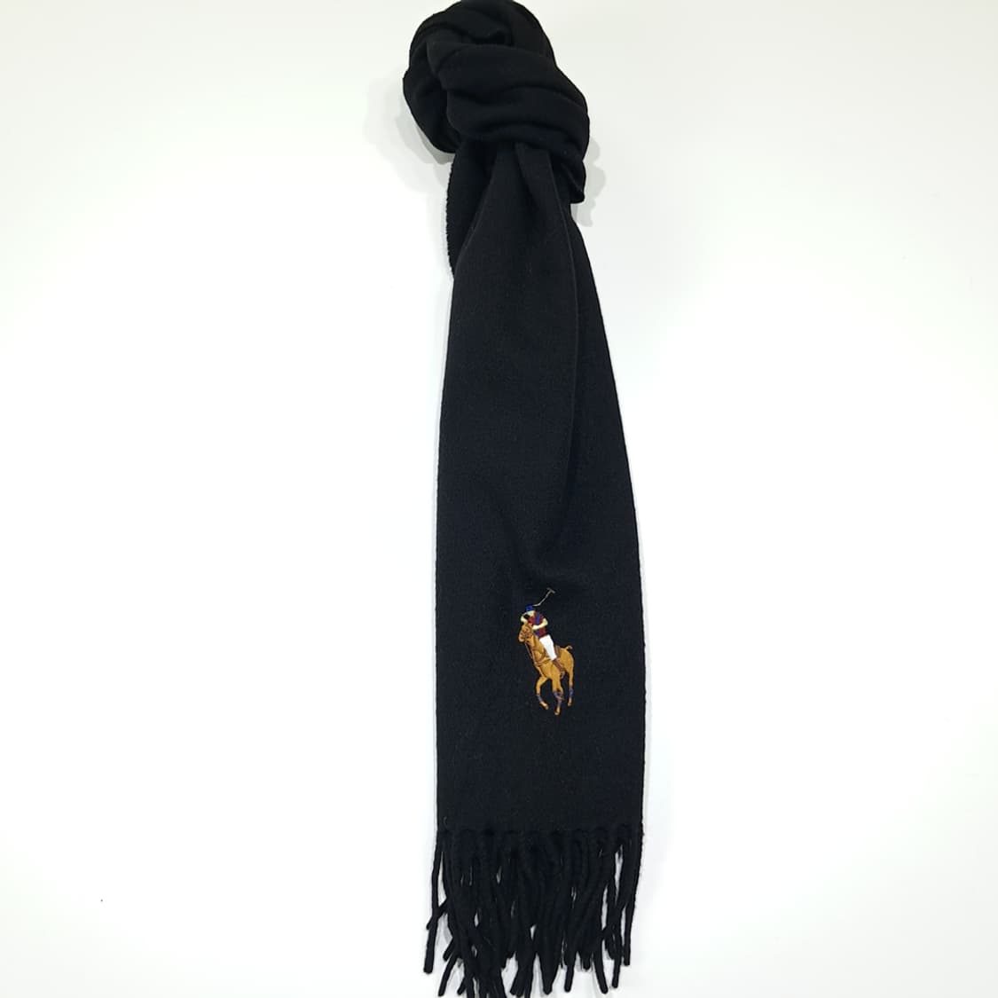 MX573 폴로 00s 이태리판 램스울 빅포니 블랙 머플러 목도리 상품이미지5