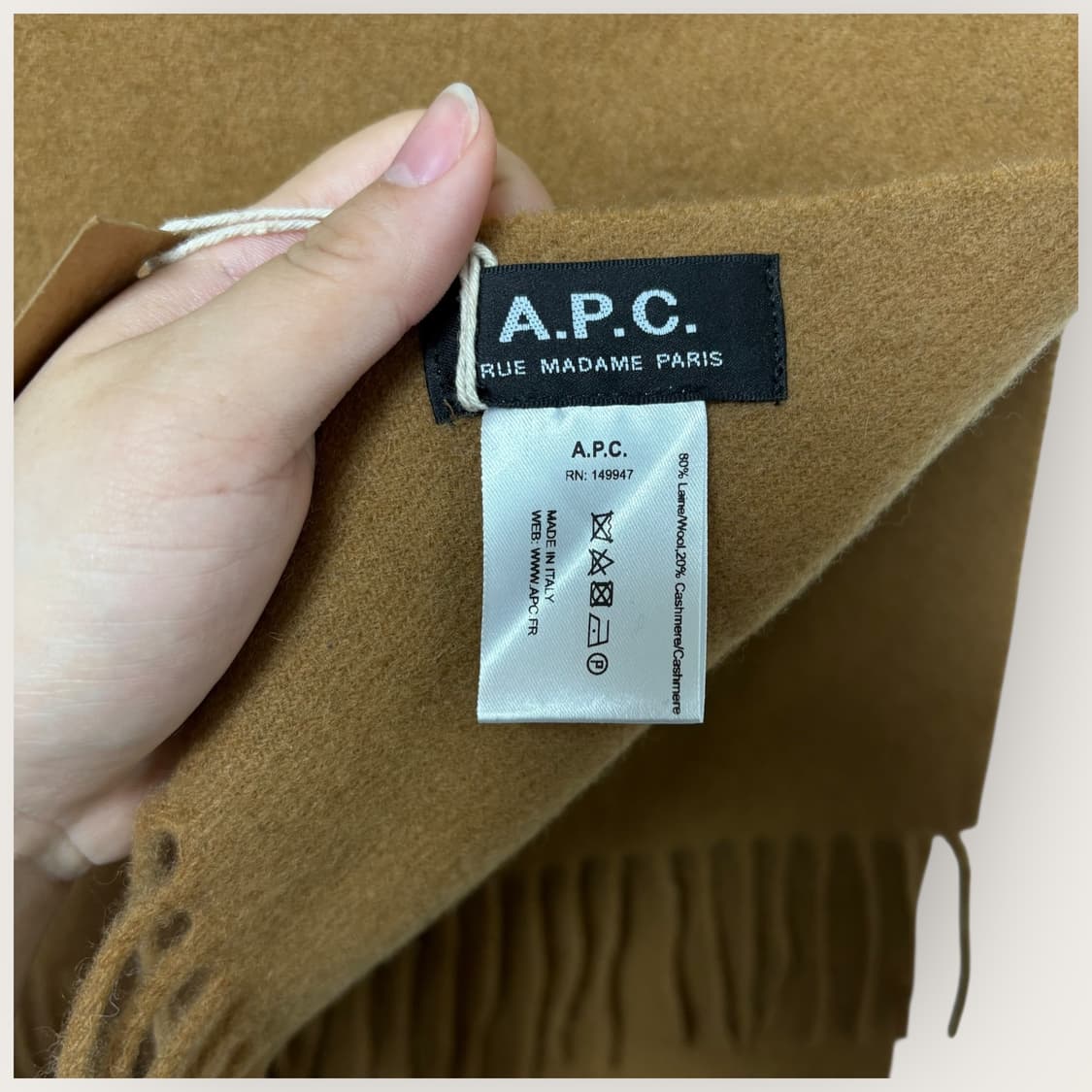 아페쎄 브라운 캐시미어 울혼방 머플러 목도리 상품이미지4