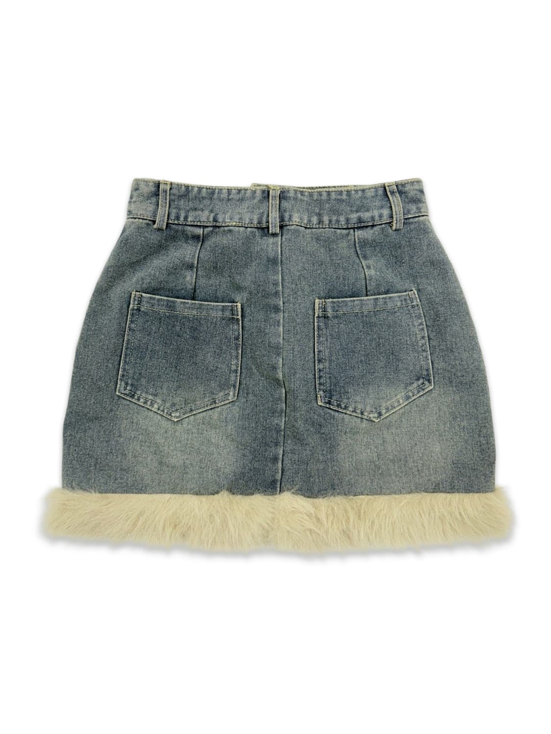 빈티지 GRL 퍼 데님 퀼팅 미니 스커트 상품이미지5